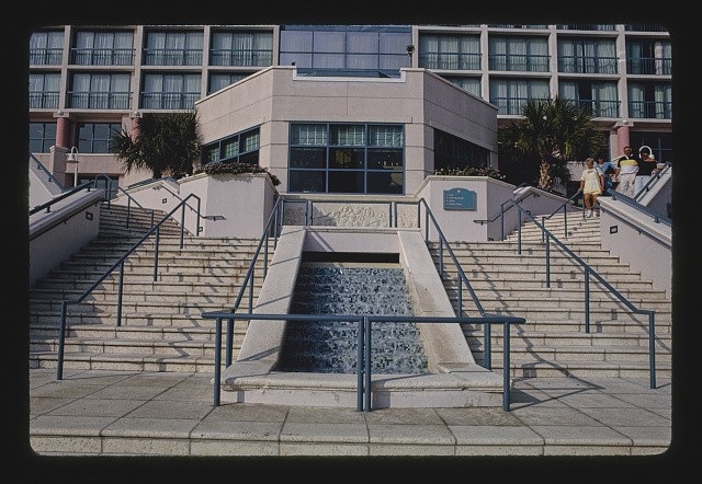 Photo:Daytona Beach Florida Marriott Hotel 1990 Staircase Fountain
