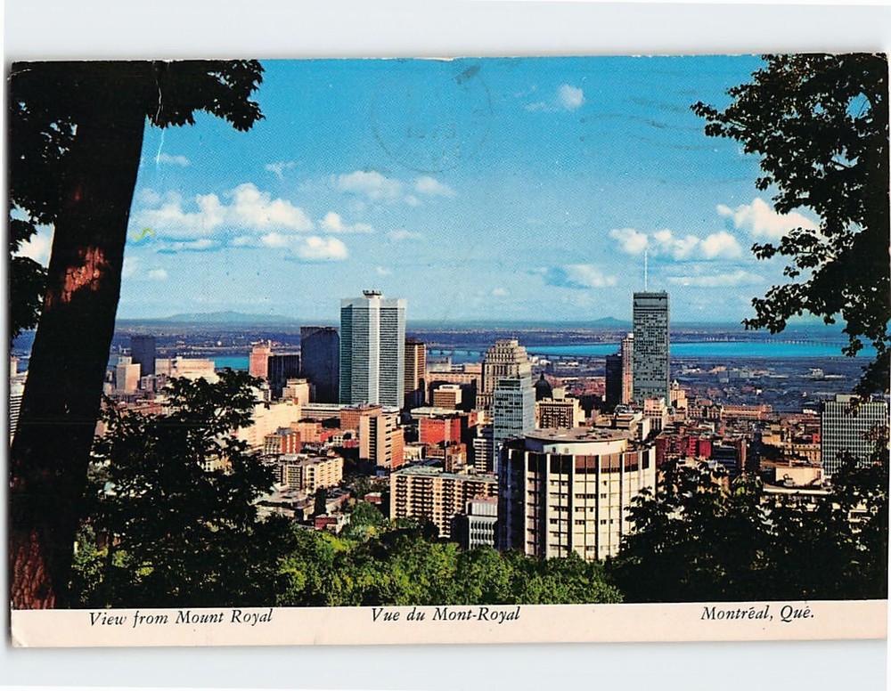 Postcard View from Mount Royal  Montreal Quebec Canada