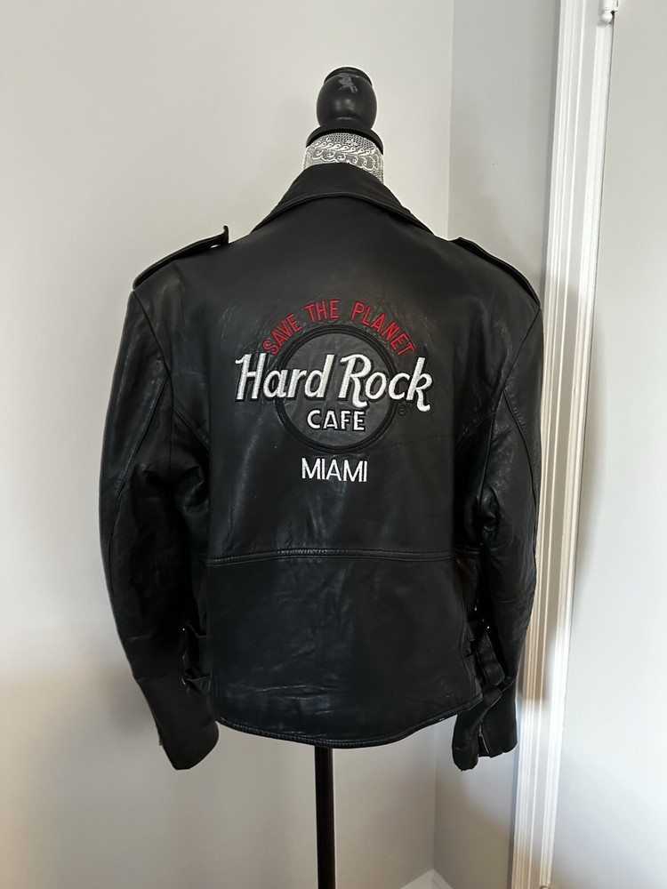 Vintage 90’s Sz: S Hard Rock Cafe Miami Leather Motorcycle Biker Jacket