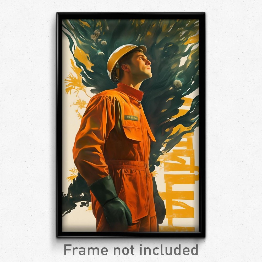 Russian Movie Poster Art Print - Man in Orange Uniform Looking Dispirited