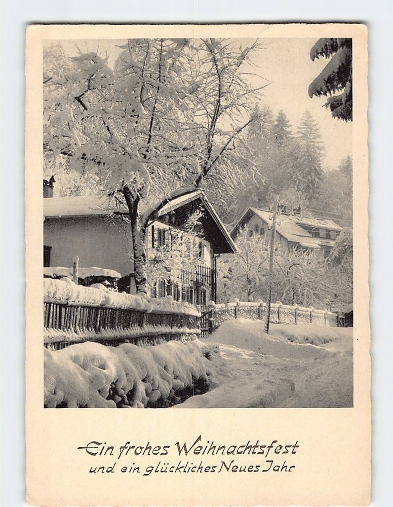 Postcard Winter Scene Christmas and New Year Holiday Greeting Card