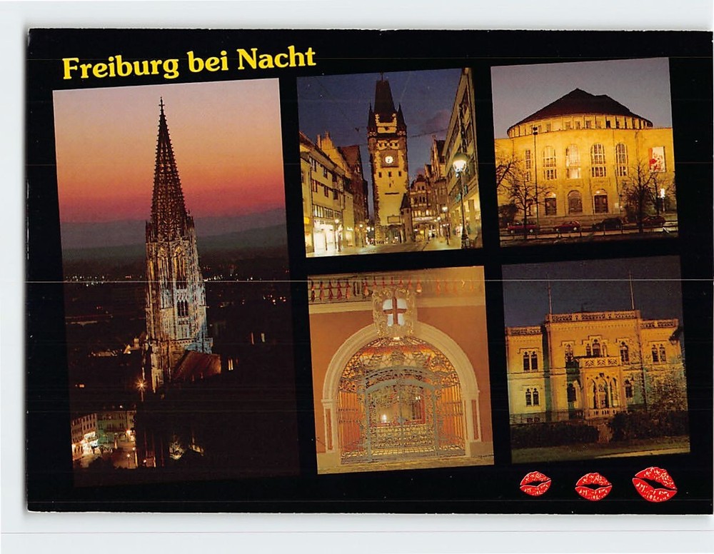 Postcard Freiburg im Breisgau At Night Germany - Multiple View