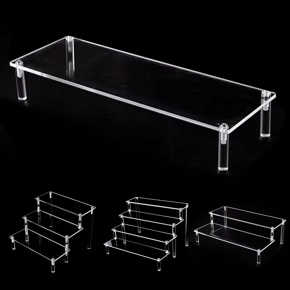 Acrylic Display Riser Clear Perfume Stand Storage Shelf Dessert Rectangular Rack