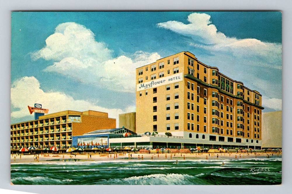 Atlantic City NJ-New Jersey Mayflower Hotel and Motel Boardwalk Vintage Postcard