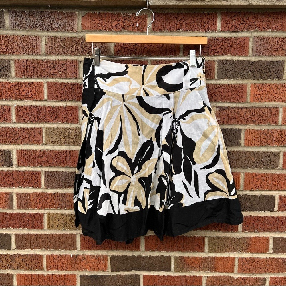 Black & White Floral Abstract Print Mini Skirt - Limited Edition-image
