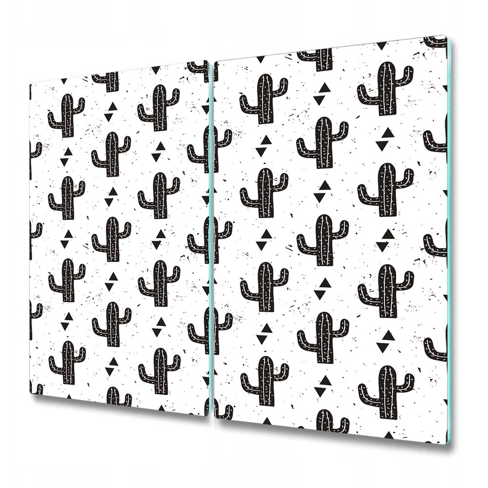 Glass Kitchen Chopping Board Black Cacti Cactus Black & White Tropical 2x30x52