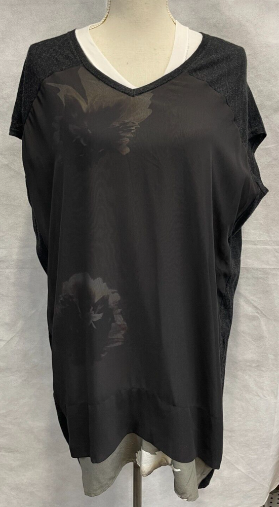 Women’s All Saints Wool and Silk Digital Print Layered Blouse Size 8
