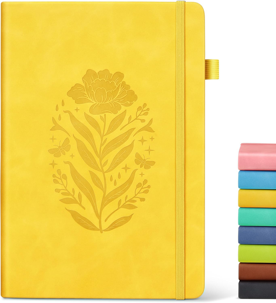 A5 Yellow Hardcover Journal, 200 Pages Lined Notebook for Travel & Work