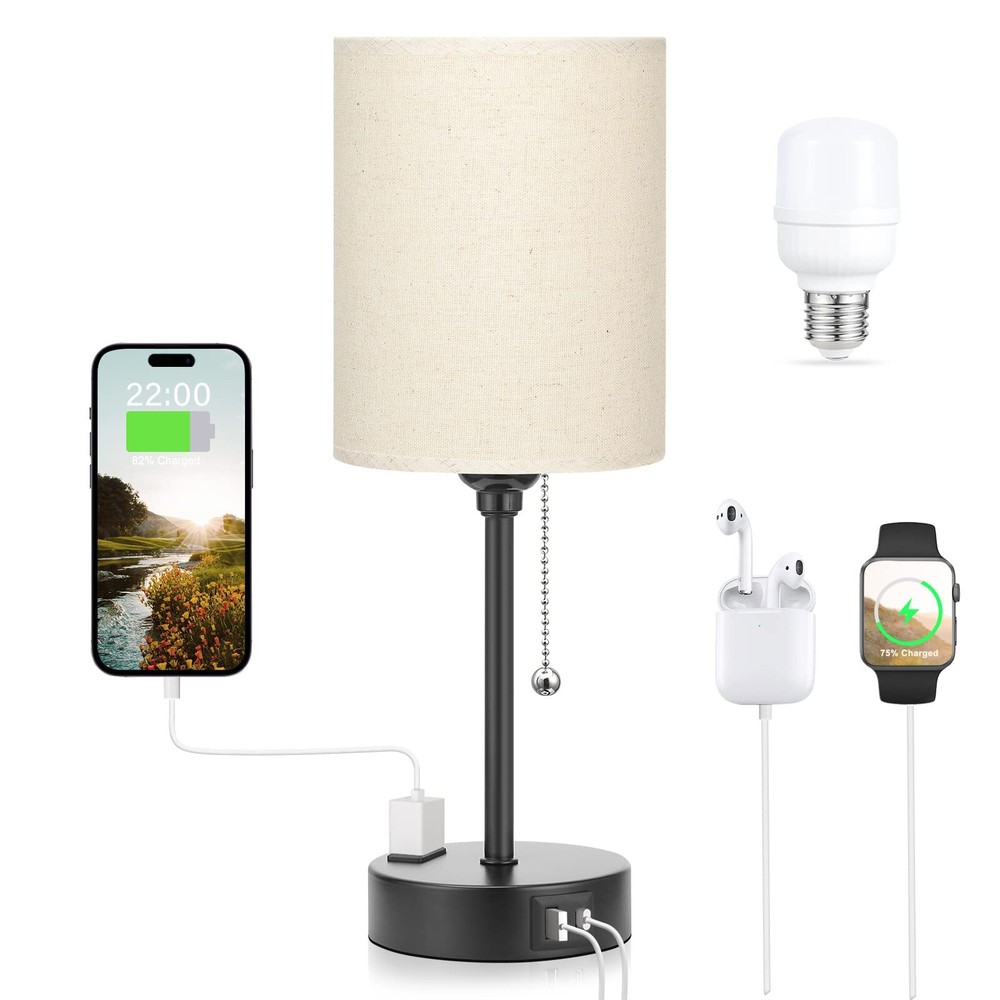Beige Small 3-Level Brightness Bedside Lamp 2700K 3500K 5000K