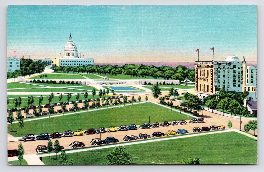 c1940s~Hotel Continental~Capitol Plaza~Aerial View~Washington DC~VTG Postcard