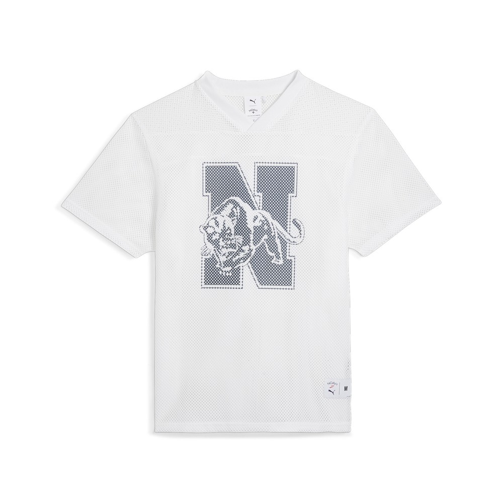 PUMA  X Noah Mesh Practice Graphic VNeck Short Sleeve T-Shirt Mens White Casual