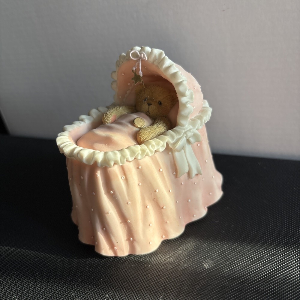 Cherished Teddies 745073 It’s A Girl Bassinet Bear Figurine, J57