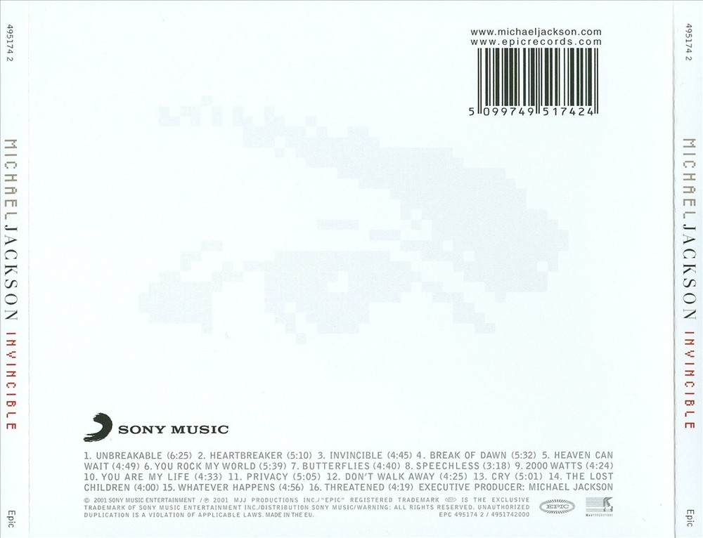 Michael Jackson Invincible New Cd