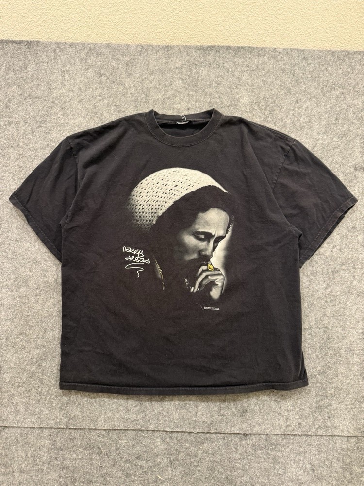 Vintage 2004 Bob Marley Y2K Faded Black T Shirt Size 2XL