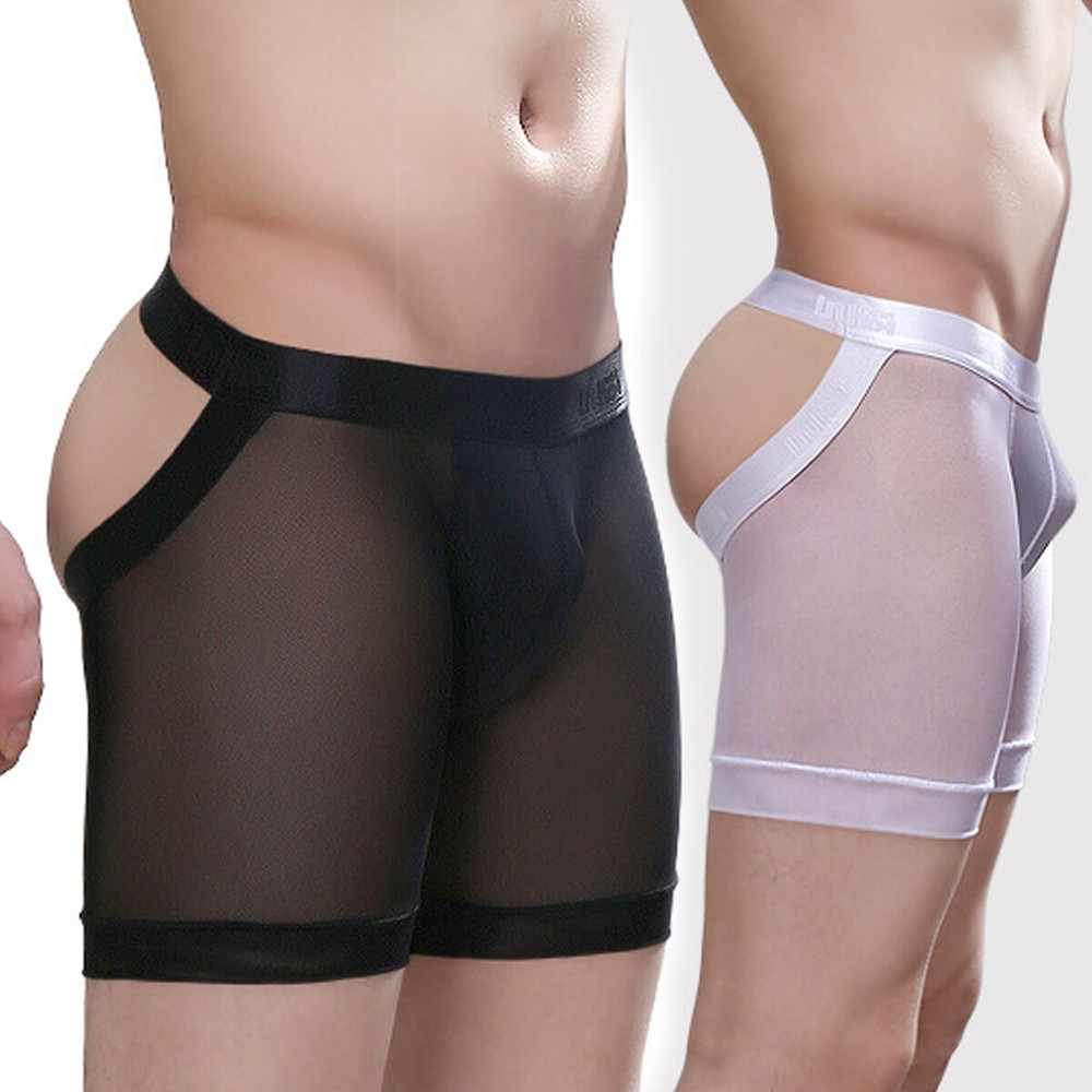 Men Sheer Mesh See-through Boxer Shorts Sexy Underwear Pouch Underpants Trunks