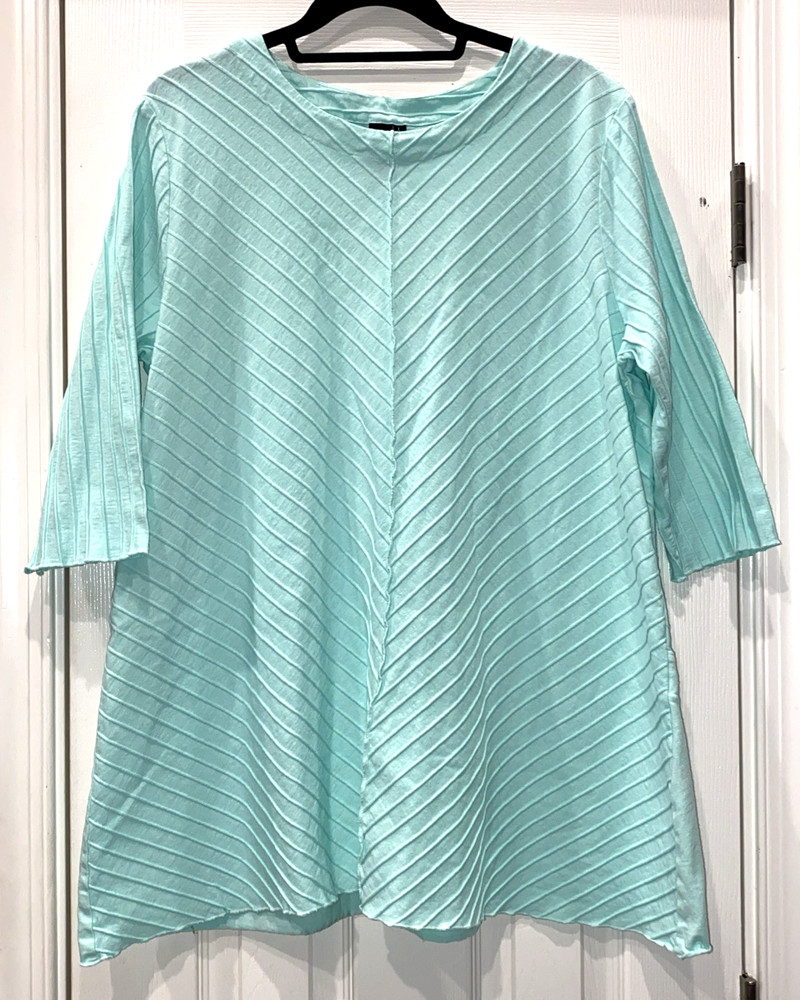 Womens Focus Casual Life Green Ribbed Knit Tunic Top Back Button Detail Large