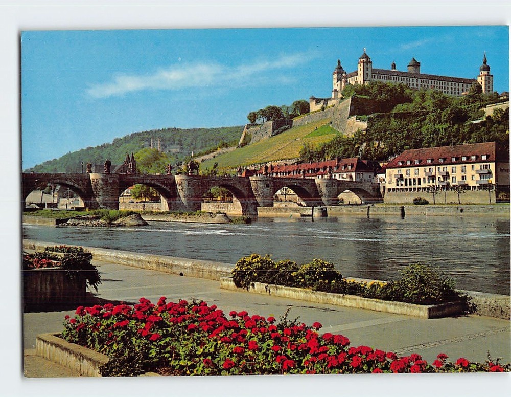 Postcard Alte Mainbrücke und Festung Marienberg Würzburg Germany