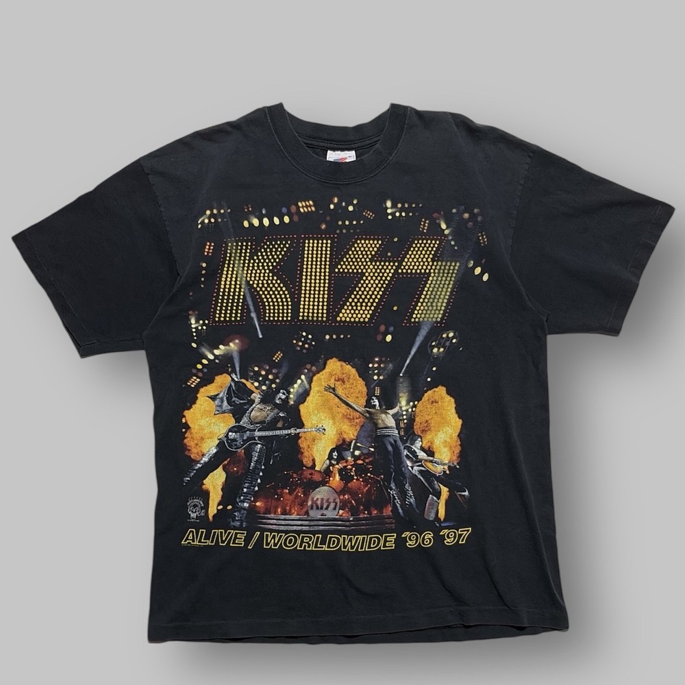Vintage KISS Alive Worldwide 96 97 Tour T Shirt Mens XL Black Band Concert Tee