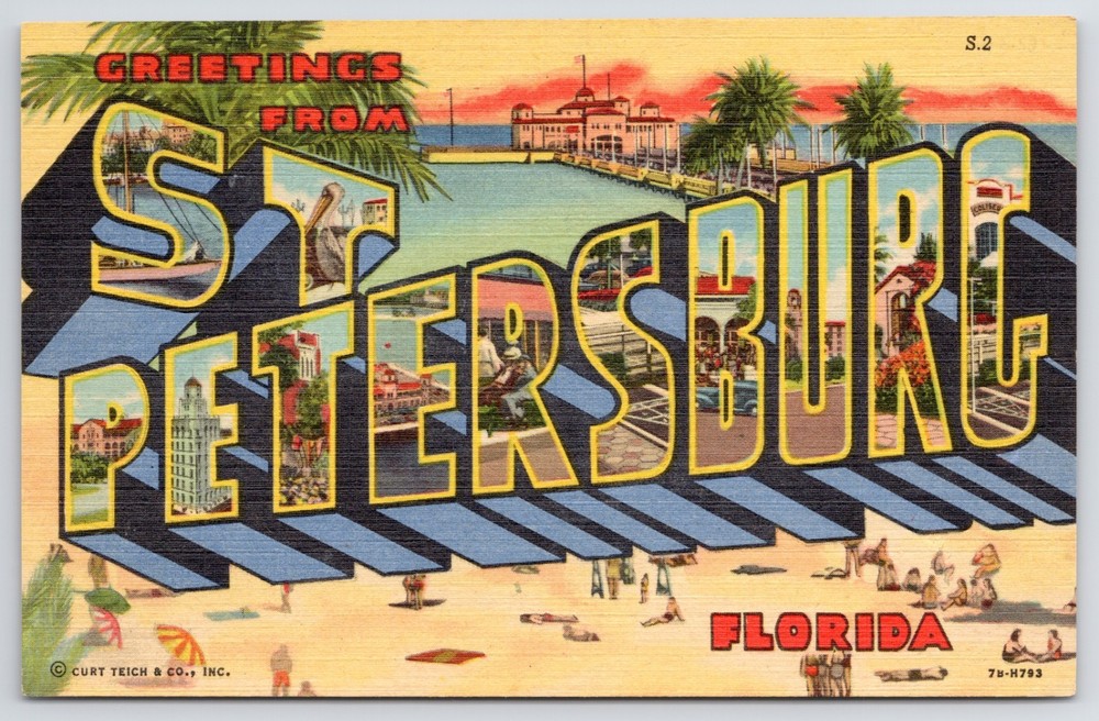 Greetings from St Petersburg Florida 1947 Curt Teich Linen Postcard