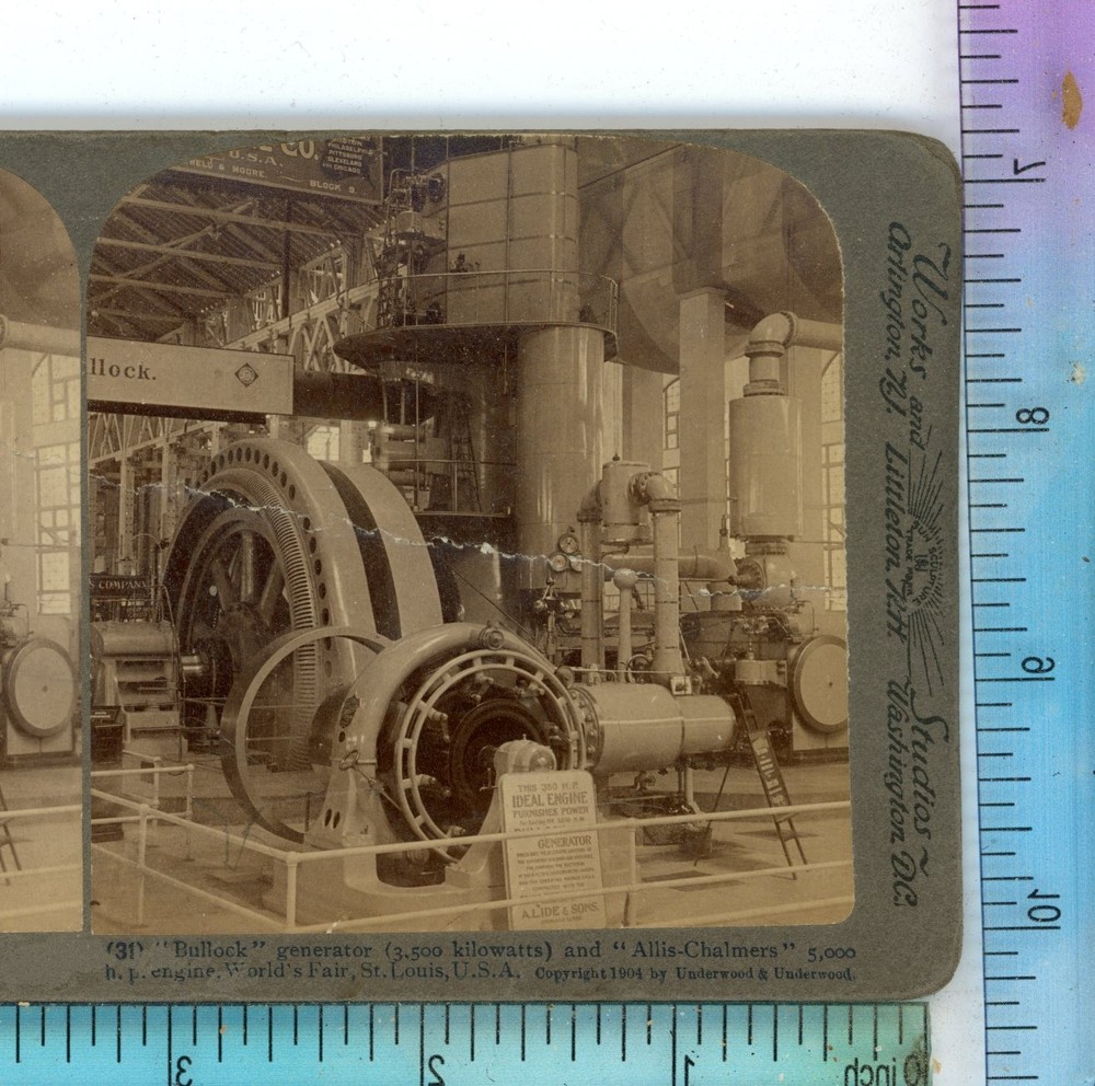 Bullock Generator World's Fair St Louis 1904 Underwood Stereoview
