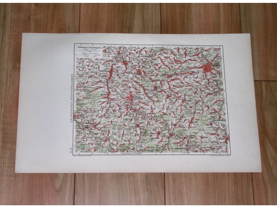 1924 Original Vintage Map Of Zwickau Chemnitz Vicinity Saxony Sachsen Germany