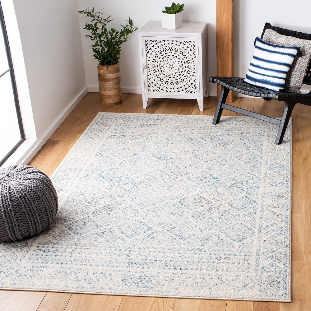 Safavieh Area Rug 4X6 - Tulum Collection - Ivory Turquoise Moroccan Boho