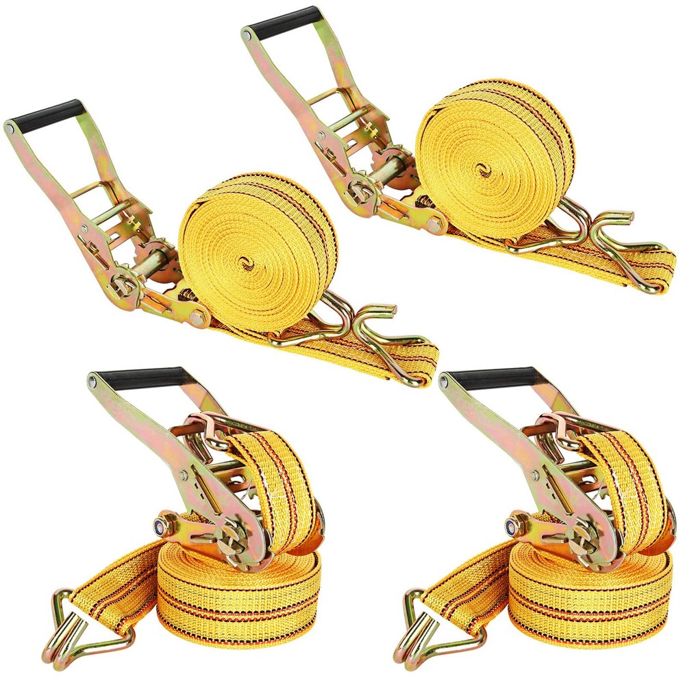 4Pack Heavy Duty Ratchet Straps, 2Inch 20Ft Tie Down Straps with Double J Hoo...