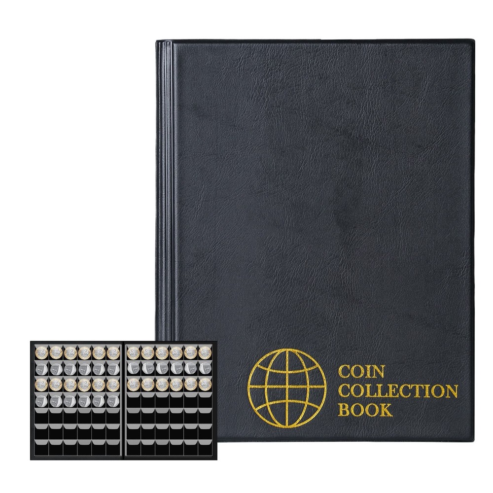 420-Pocket Black Coin Album for 28x29mm Coins - 10 Pages