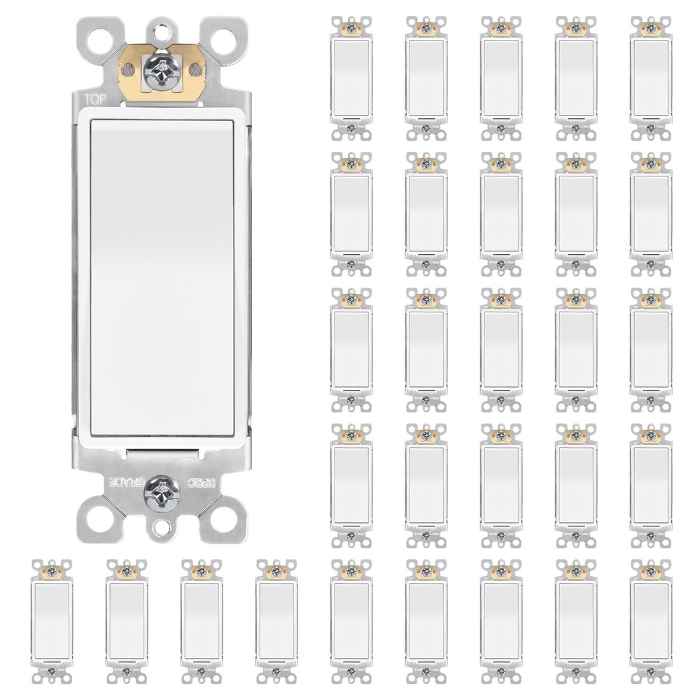30 Pack 3 Way Light Switch-Decorator Electrical Rocker Paddle Wall Switches R...