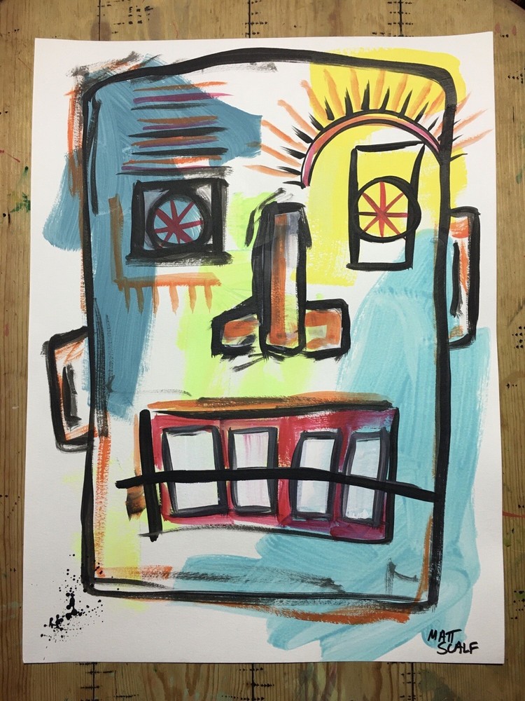 Matt Scalf 18x24 Face Abstract Street Art Graffiti ORIGINAL PAINTING Pop Modern