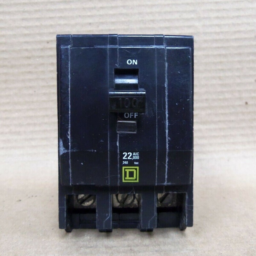 Square D QOB QOB3100VH 3 Pole 100 Amp 240V 22kA Yellow Circuit Breaker AK