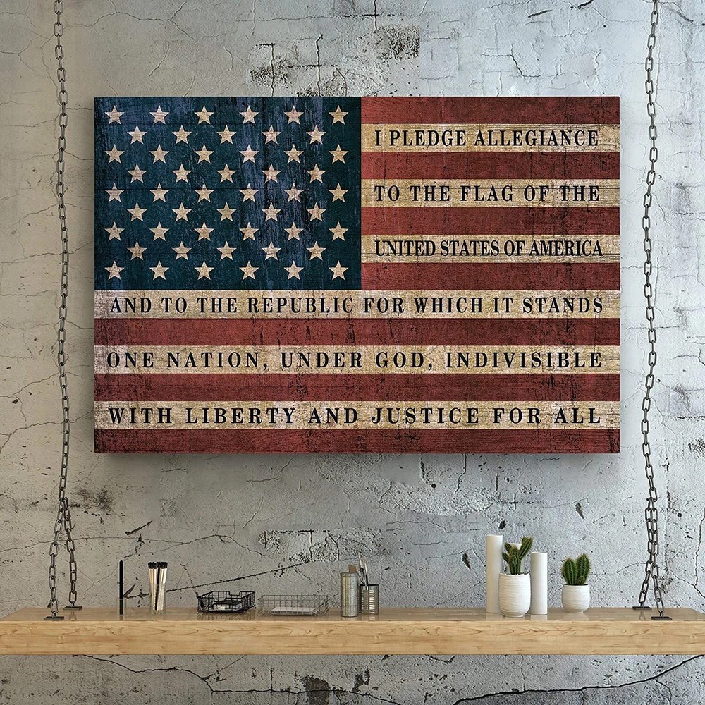 American Flag Patriotic Rustic USA US Pledge of Allegiance aluminum metal sign