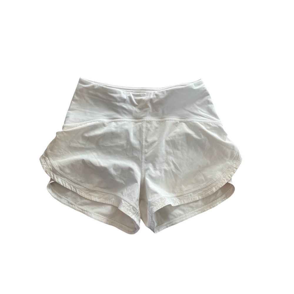 Lululemon speed up shorts white high rise curved hem 3