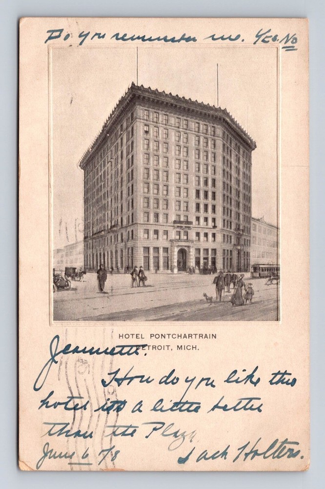 Detroit MI-Michigan, Hotel Pontchartrain, Advertising, Antique Vintage Postcard