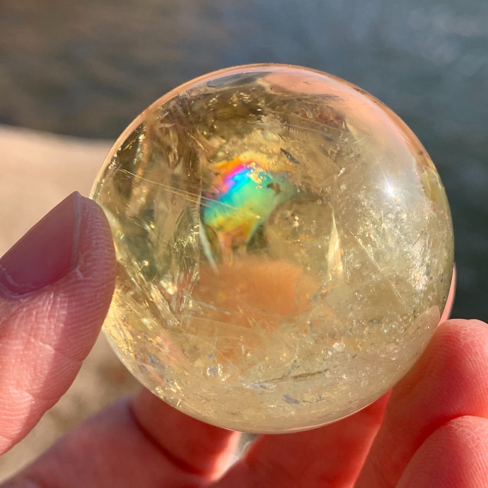 43mm Natural Yellow Citrine Quartz Crystal Ball for Mineral Healing Sphere