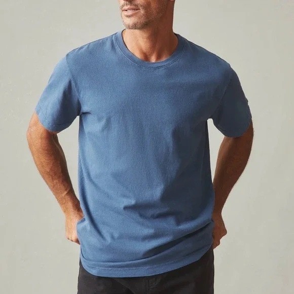 American Giant Classic Crewneck Tee Blue Cotton Size L Made In USA