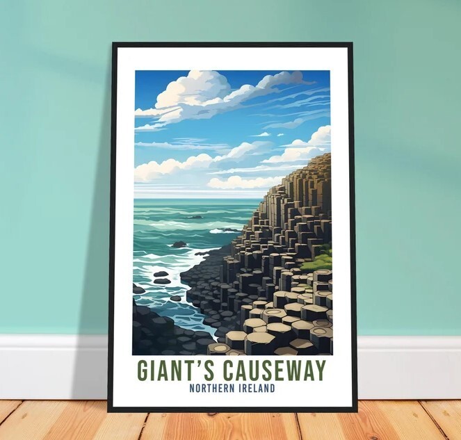 Giant's Causeway Travel Print Northern Ireland Seaside Coastal