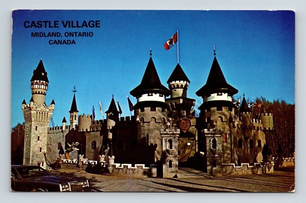 Midland Ontario Canada Castle Village Scenic Landmark Streetview Chrome Postcard