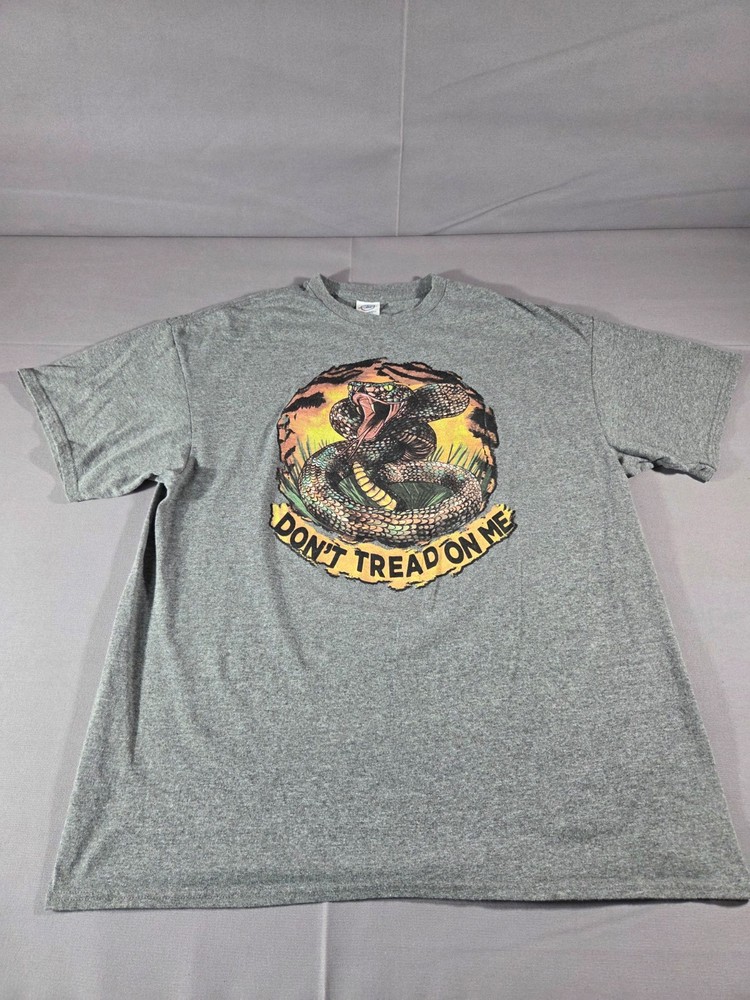Vintage Delta Pro Weight Don't Tread On Me T Shirt Mens Gray Snake Graphic