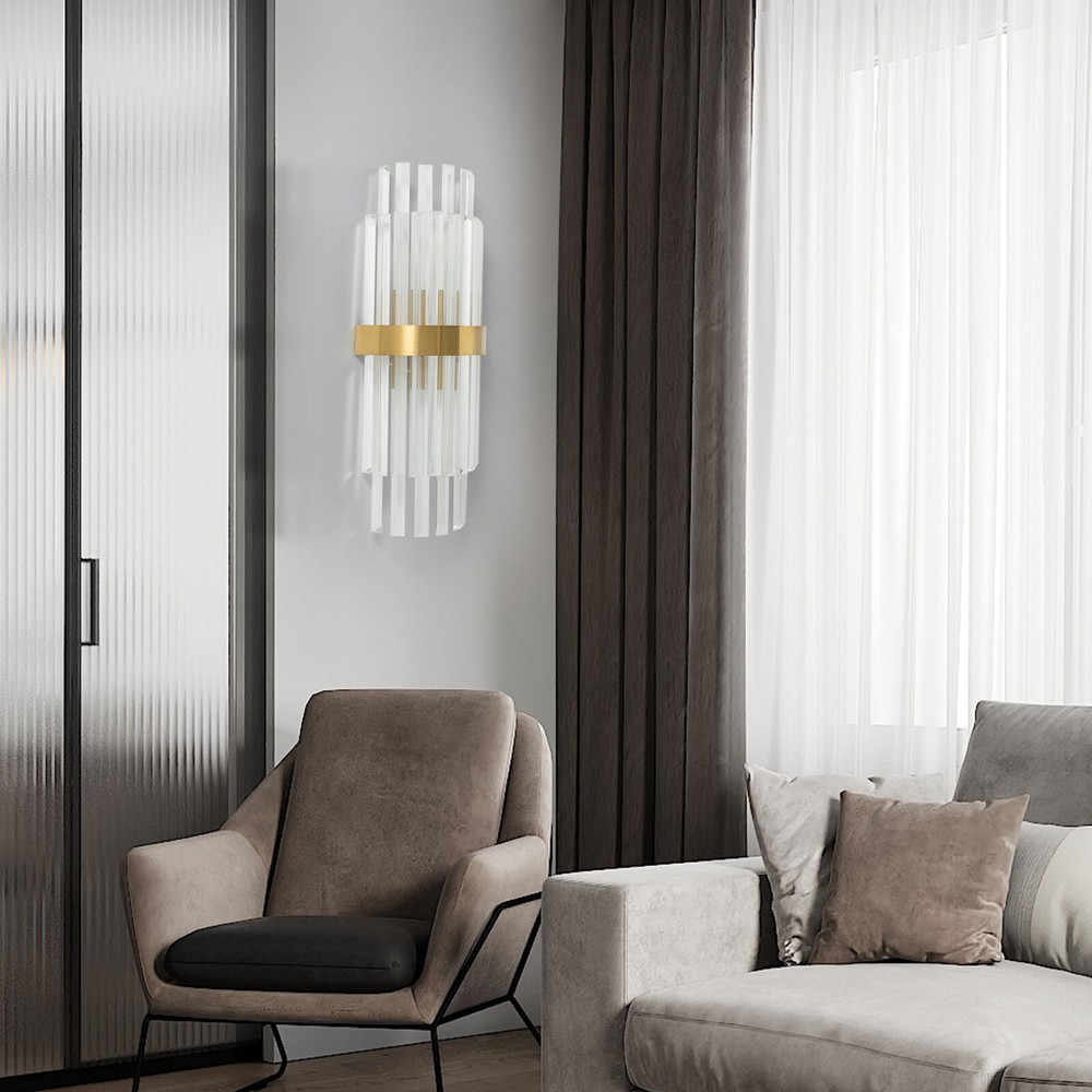 Luxury Modern Crystal Gold Wall Sconce - Indoor Hallway Lighting Lamp