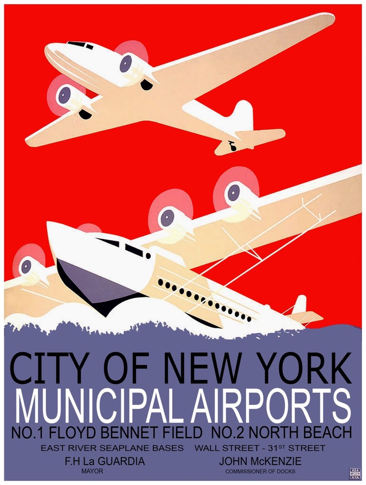 9621.City of New York.Municipal airports.airplanes.POSTER.decor Home Office art
