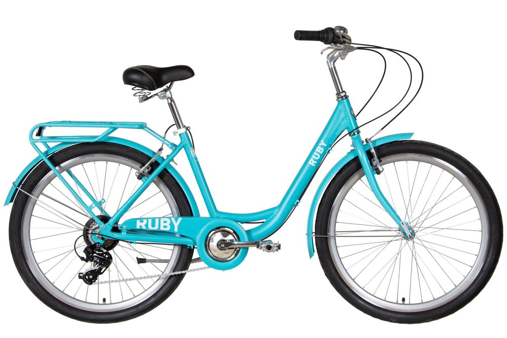 Turquoise Aluminum Bicycle Pannier Rack for Ladies 26-Inch City Trekking Bikes 16 7/8in Frame