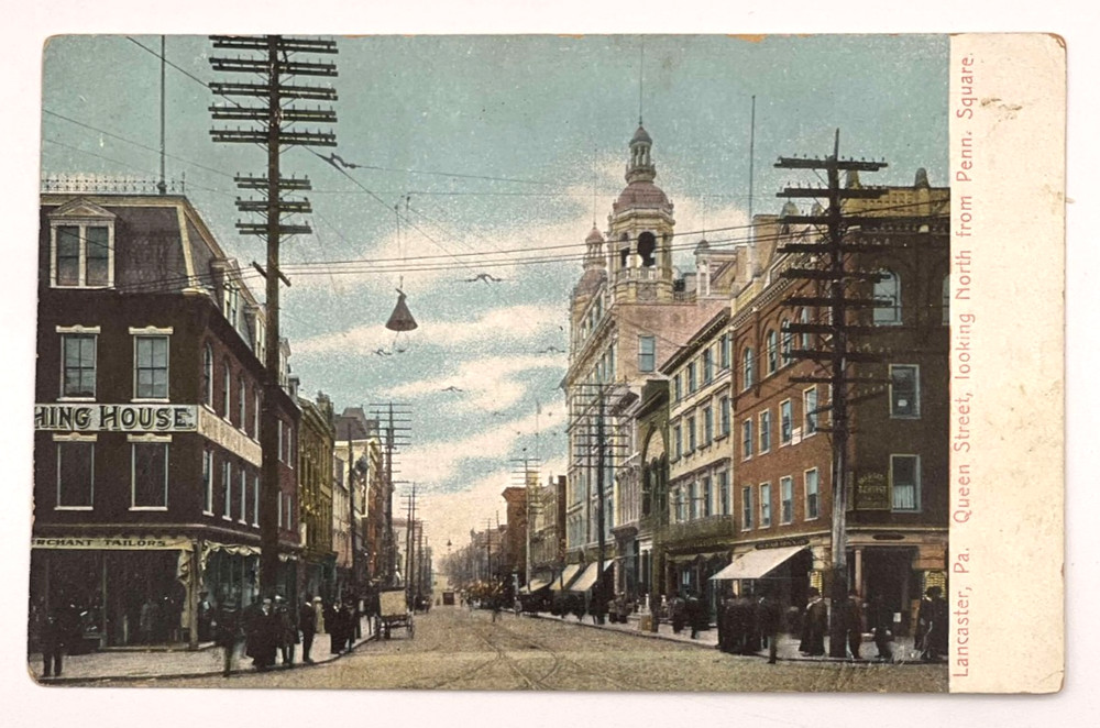 Lancaster PA Queen Street View Looking North from Penn Square Postcard