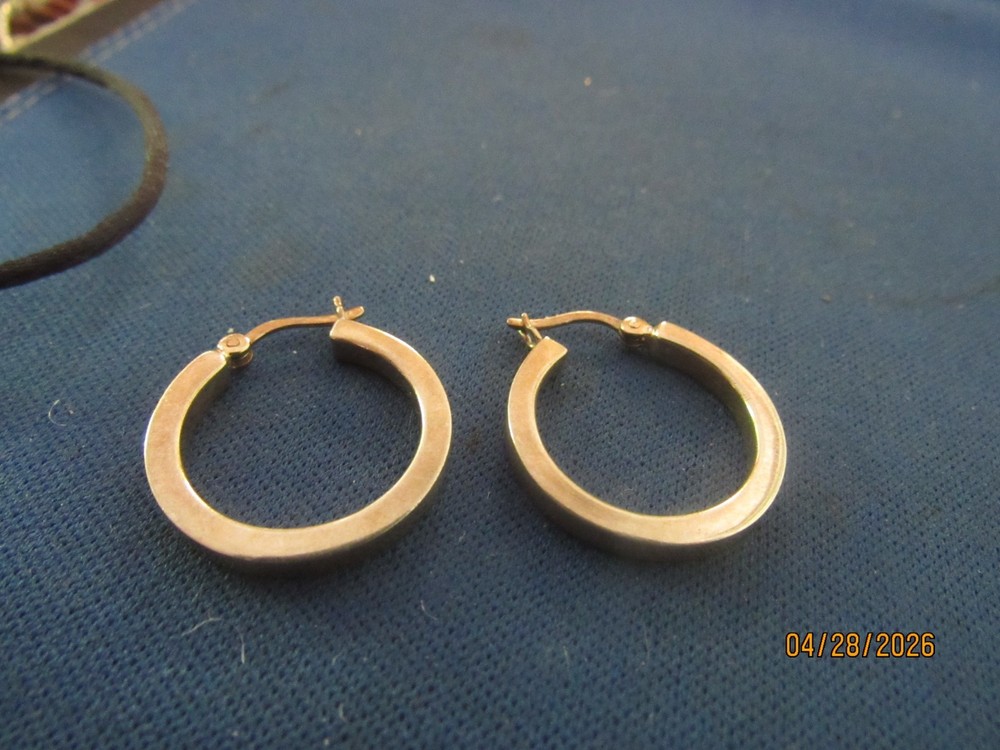 Vintage Vermeil Sterling Silver Square Edge Hoops Pierced Earrings