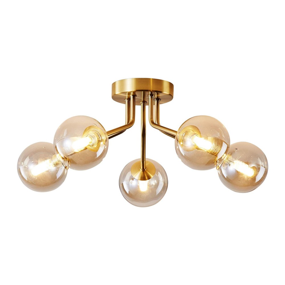 Modern Sputnik Chandeliers 5 Light Gold Semi Flush Mount Ceiling Light Fixtur...