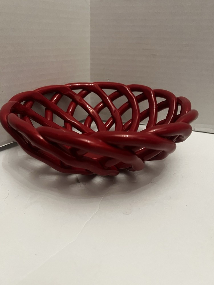 Braid Bread Basket or Fruit Basket Ceramic Farmhouse Microwave Oven Safe