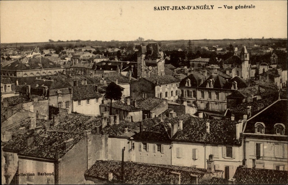 Aerial Saint Jean D Angely Charente Maritime France vintage postcard s917