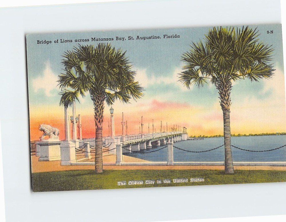 Postcard Bridge of Lions Across Matanzas Bay St. Augustine Florida USA