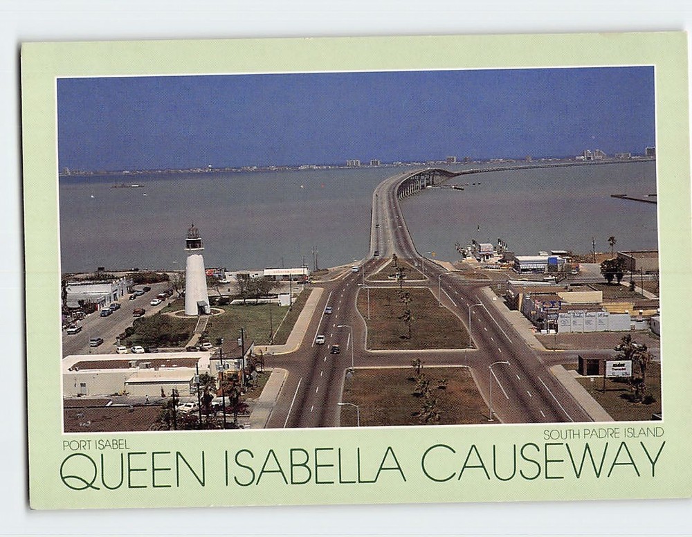Postcard Port Isabel Queen Isabella Causeway South Padre Island Texas USA