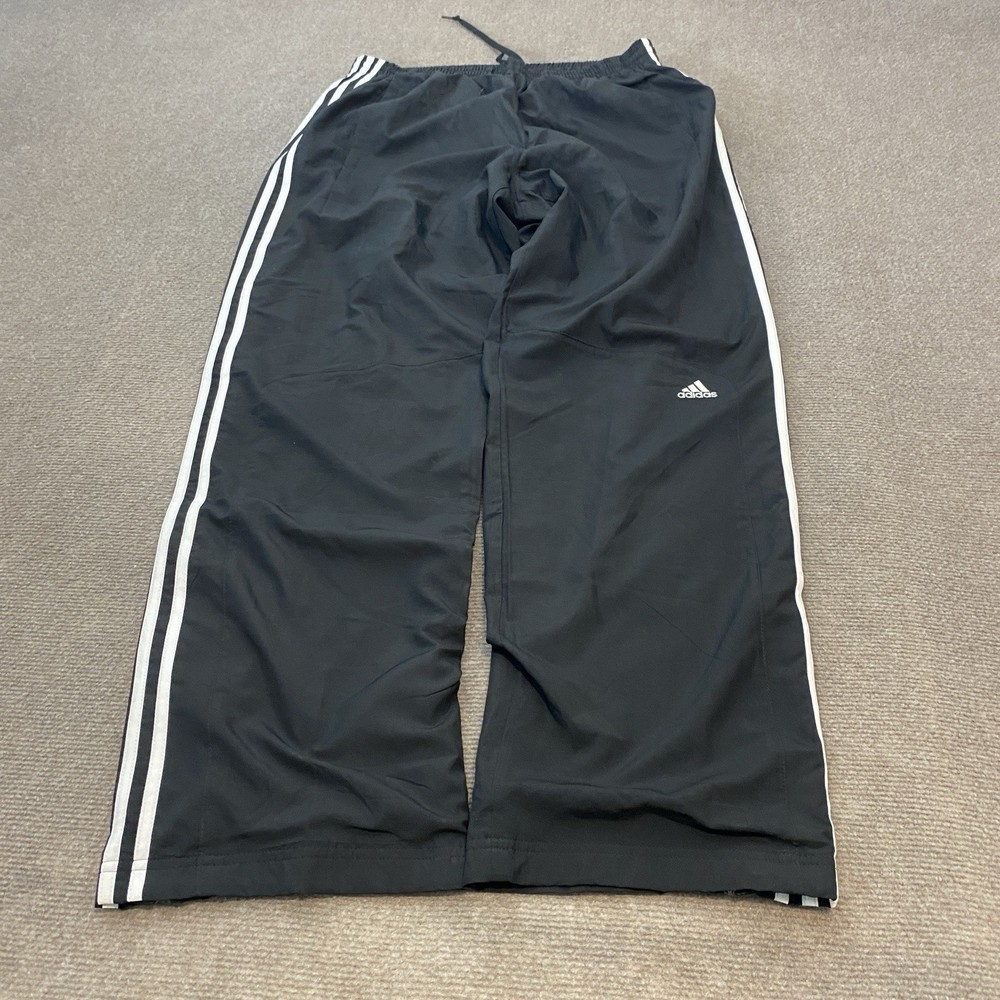 Vintage Adidas Mens Medium Track Pants Baggy Wide Leg Y2K 3 Stripes Y2K Grunge